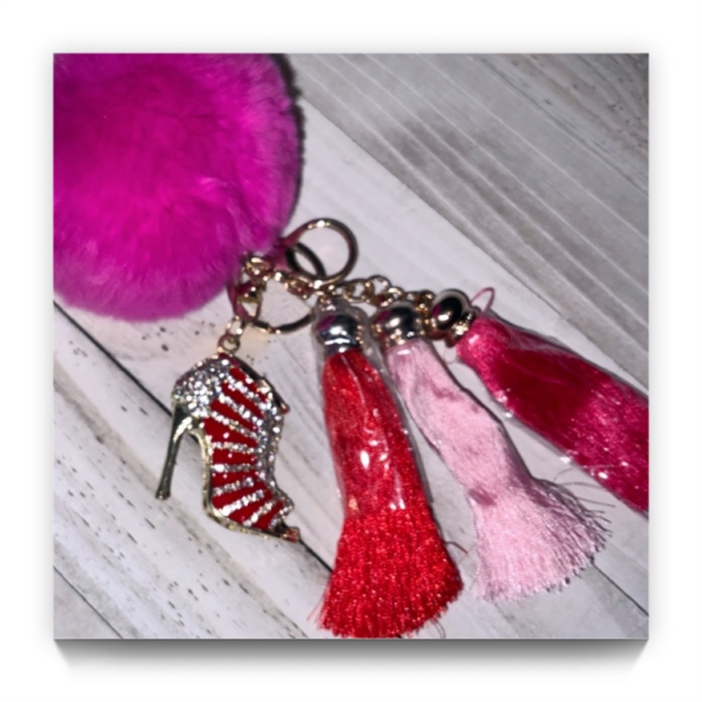 NEW RED/PINK DELUXE BAG/KEY CHAIN